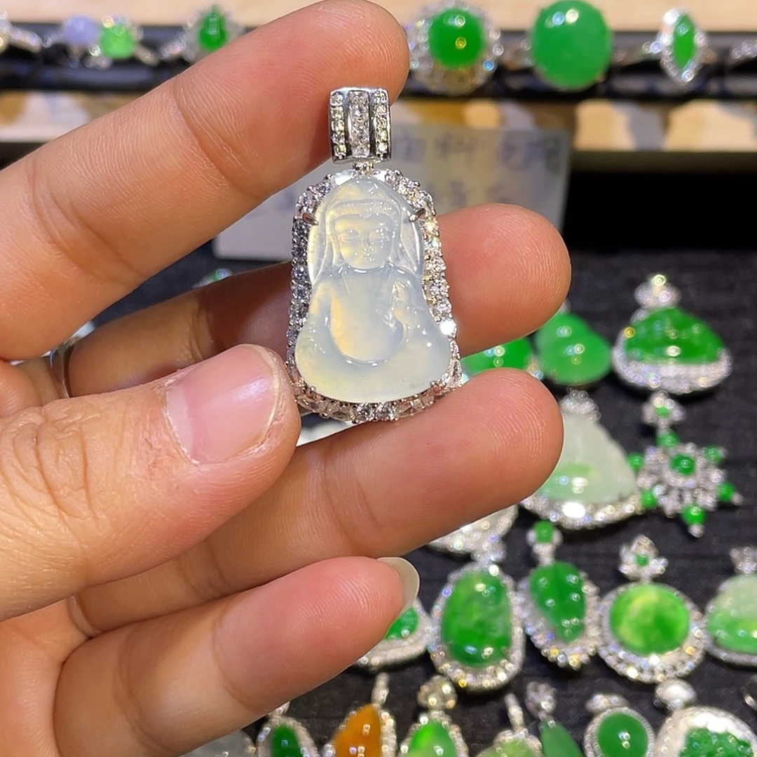 翡翠银S925镶嵌吊坠(不含链)