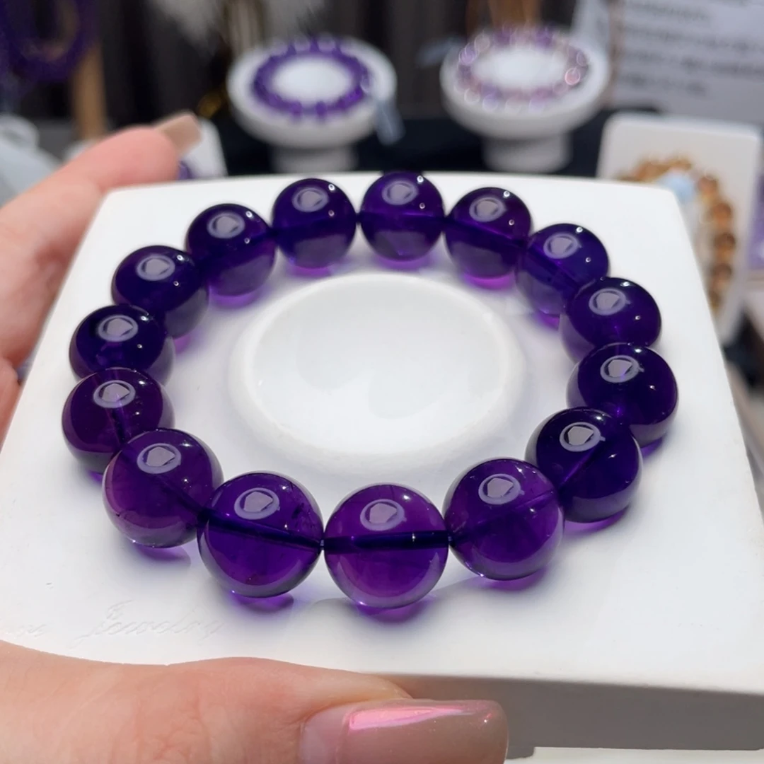 紫晶手链未镶嵌s****y乌拉圭新高品14m