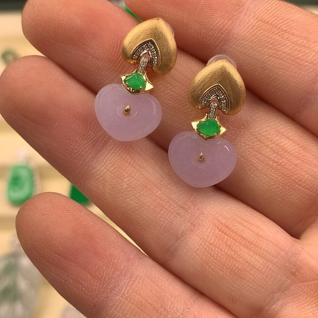 翡翠18K金镶嵌耳饰