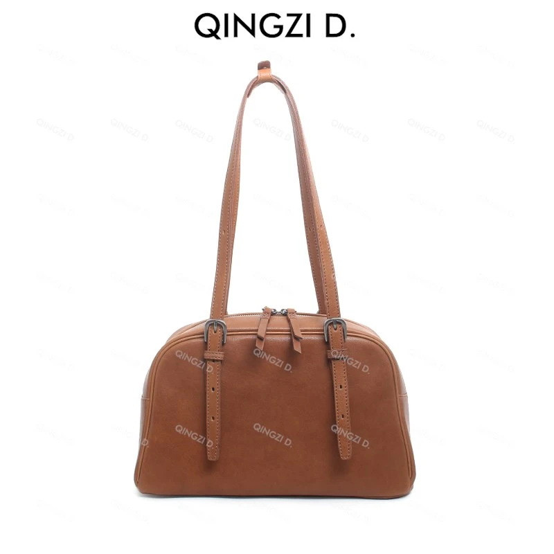 【董清子】【时光·水染植鞣保龄球】百搭时尚单肩潮流休闲女包24137