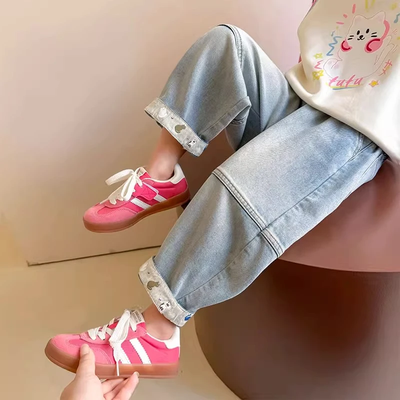 女童牛仔裤春秋款2025新款儿童洋气时髦裤子宝宝休闲哈伦裤老爹裤