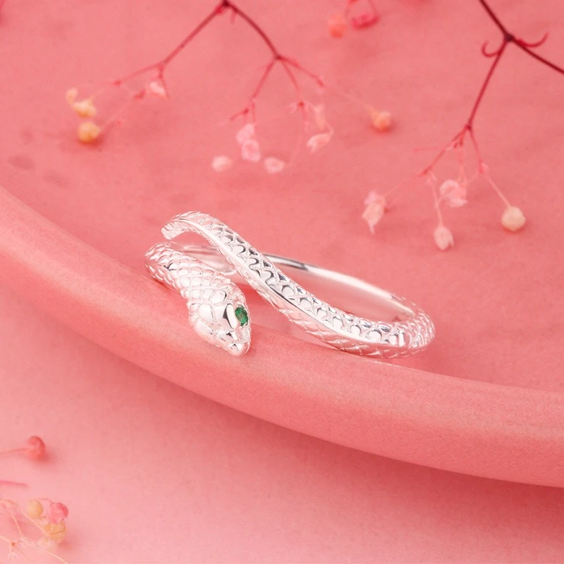 足银戒指 足银990纯银灵动灵蛇戒指2025网红女款时尚手工戒指气质
