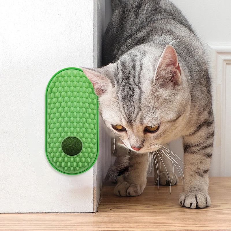 2025新品猫咪舔舔转蹭毛器去浮毛梳薄荷球玩具梳子猫咪自嗨玩具