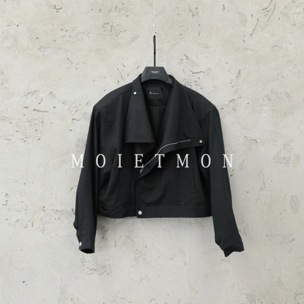 Moi et mon秋季新款小众黑色短款夹克外套时尚简约设计款外套