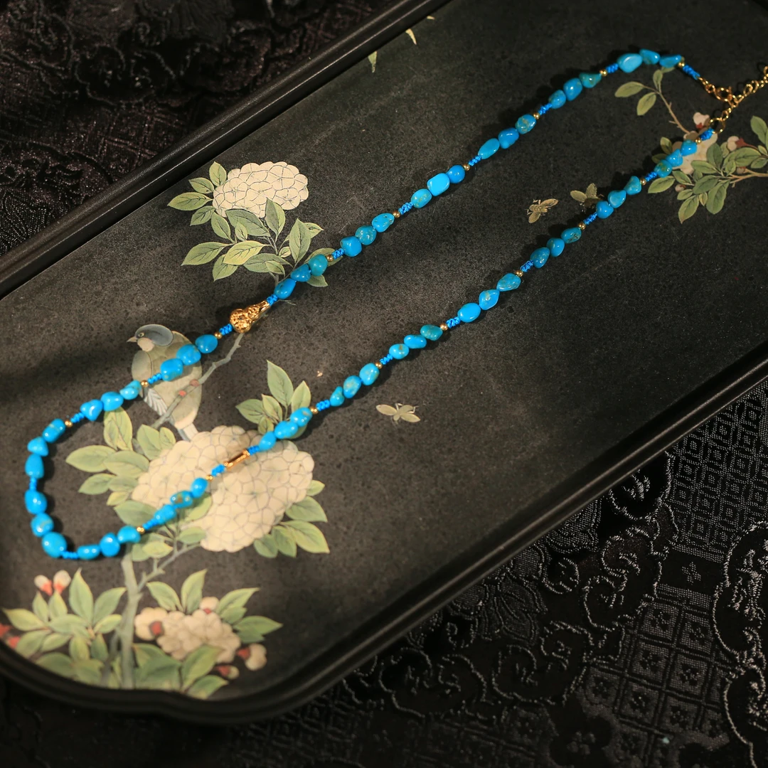 【闫闫专属】安曼博 S925银 绿松石随形葫芦项链4mm XZ0075BZ