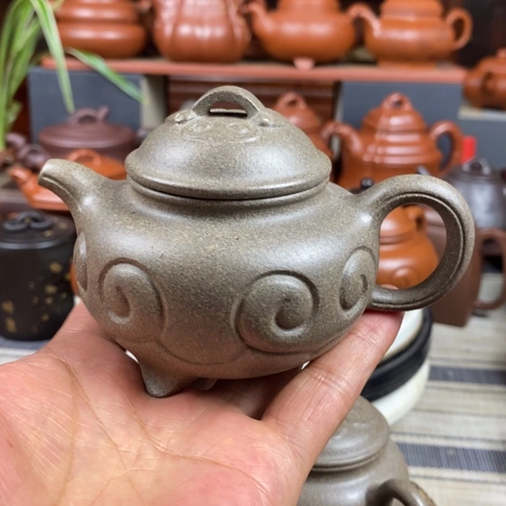 茶壶紫砂三足如意180cc原矿特高温老青段