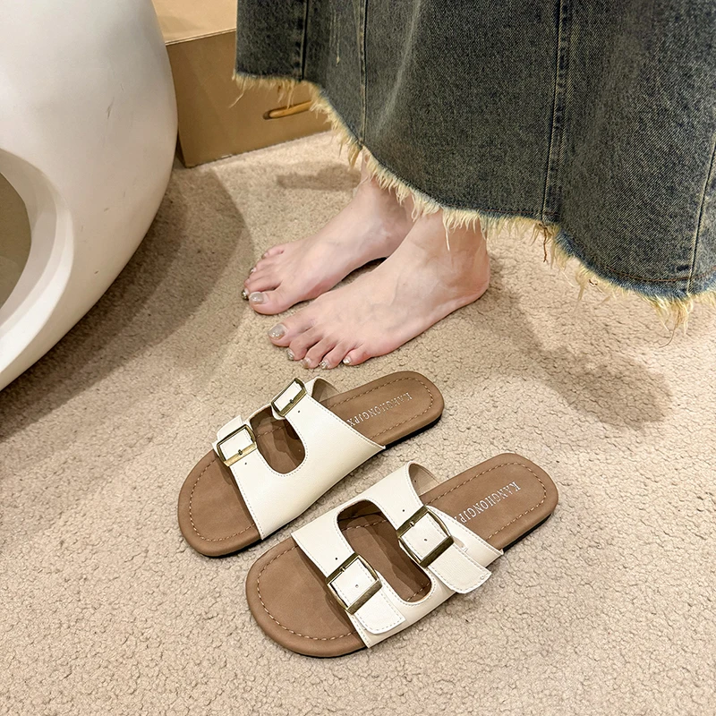 厚底勃肯拖鞋女夏外穿2025新款沙滩度假配裙子一脚蹬懒人一字凉拖