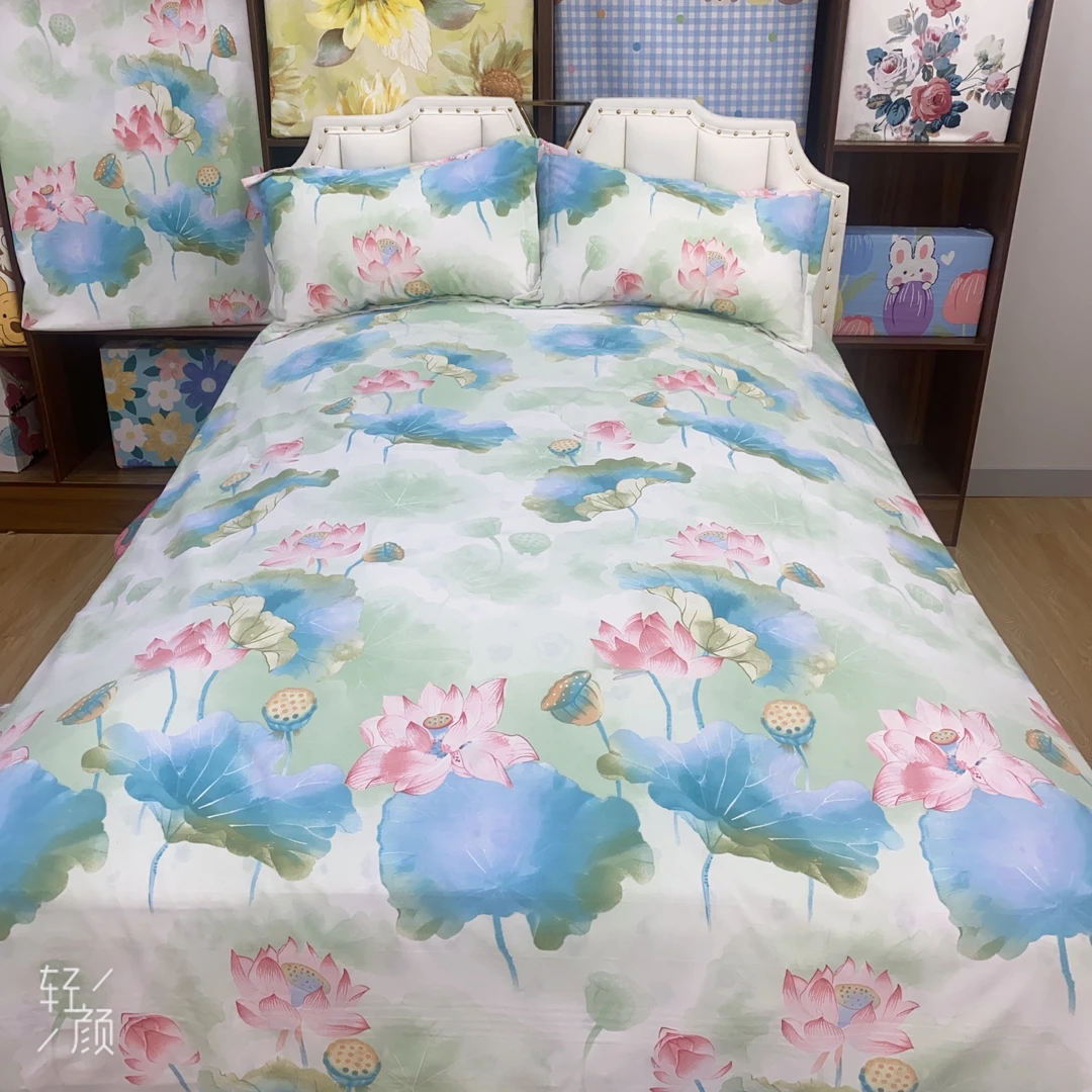 【1荷塘月色2.4】加厚棉线双人床单不跑不滑床软凉席亲肤透气