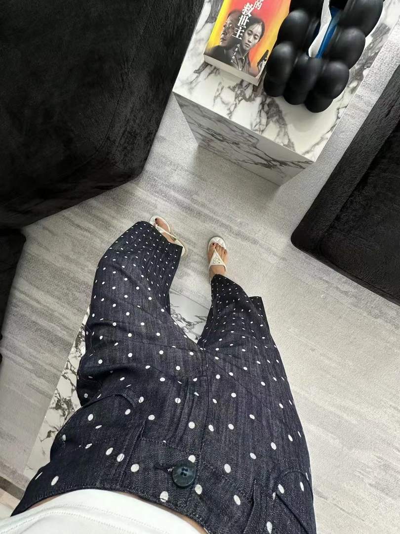 0303  莱赛尔亚麻  波点九分直筒裤