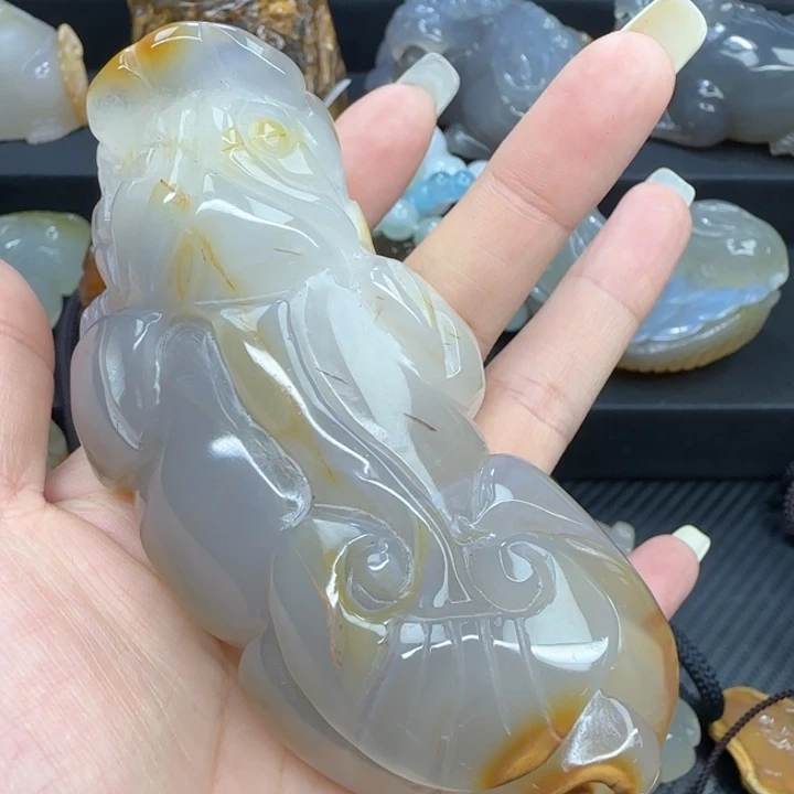 玛瑙/玉髓合金手把件