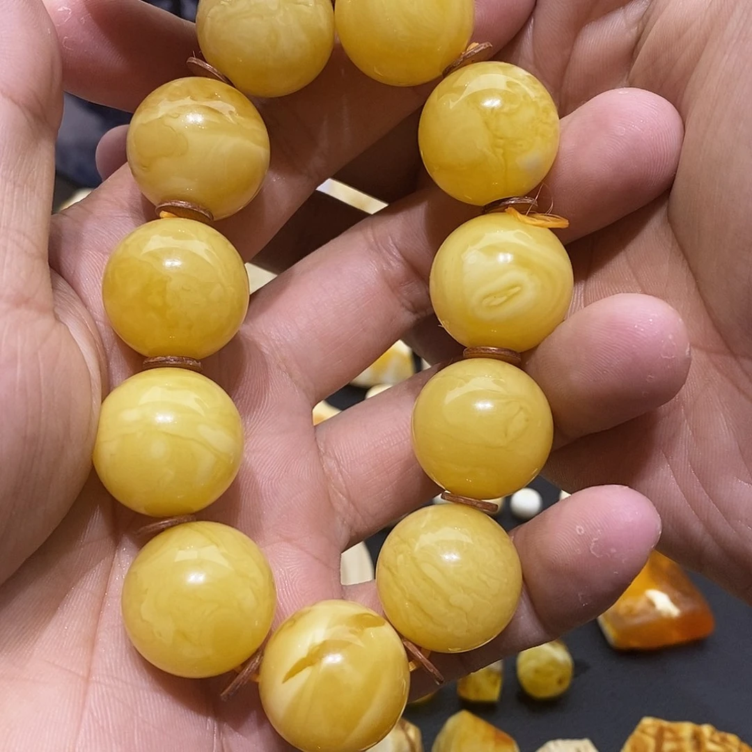 路***璐定制琥珀蜜蜡手串原石手串