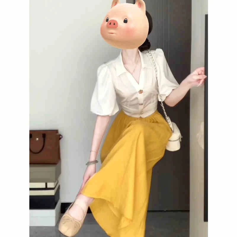 气质一整套穿搭干练女装衬衫上衣配半身裙高级感小洋装两件套夏季