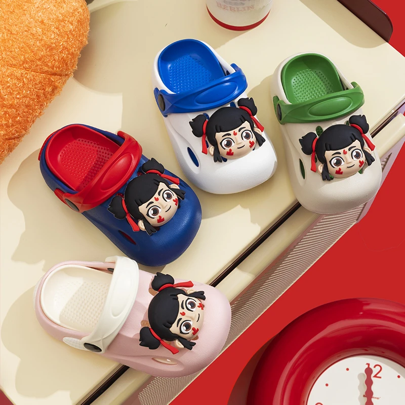 正品天地英雄小哪吒儿童拖鞋男童夏凉鞋女童小孩敖丙防滑儿童洞洞