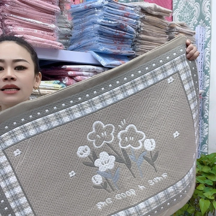 棉咖色一束花纯棉