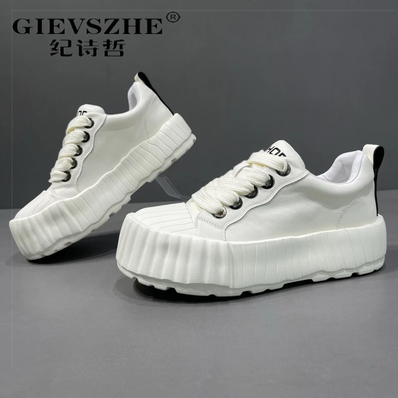 纪诗哲干净感痞帅男鞋贝壳头厚底小白鞋男款百搭时尚运动休闲鞋男
