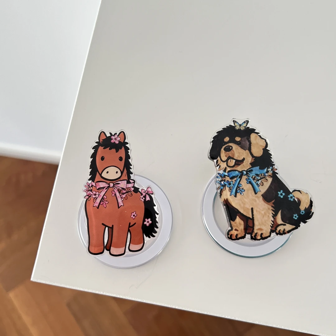 草原小伙伴-繁花小马驹&蝴蝶班克尔，磁吸手机支架，新年必入萌物