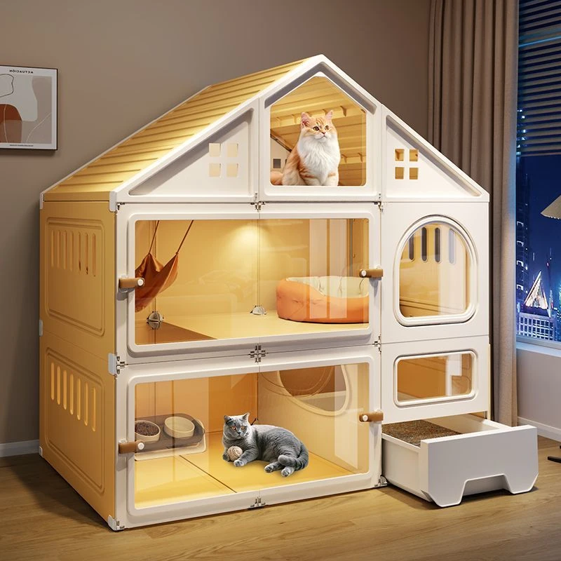 猫别墅家用室内猫笼子超大自由空间带猫砂盆一体一室一厅一卫猫窝