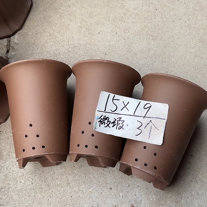 紫砂花盆宜兴紫砂花盆3只