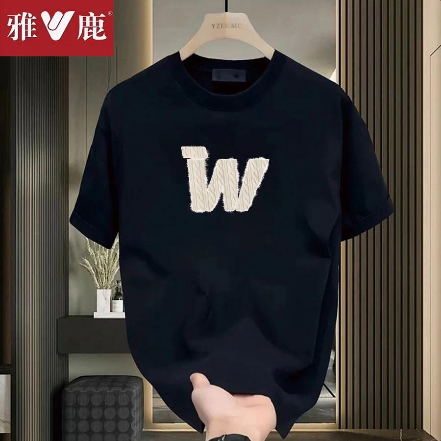 雅鹿春夏纯棉短袖t恤男女同款圆领潮流ins韩版宽松百搭印花半袖