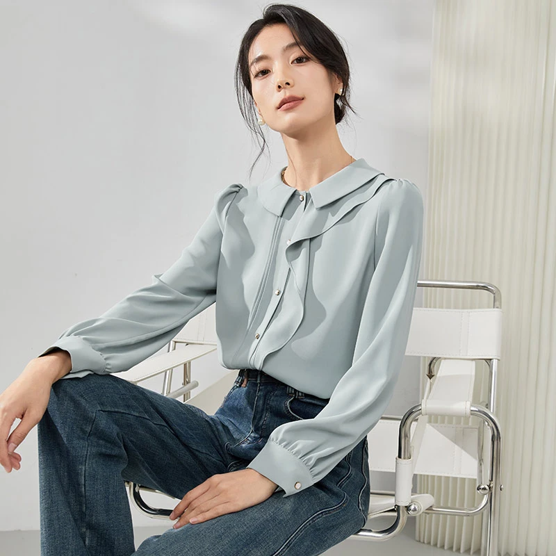 MAN BEI/曼·贝8491049女士宽松衬衣春秋上衣衬衫常规款秋季长袖