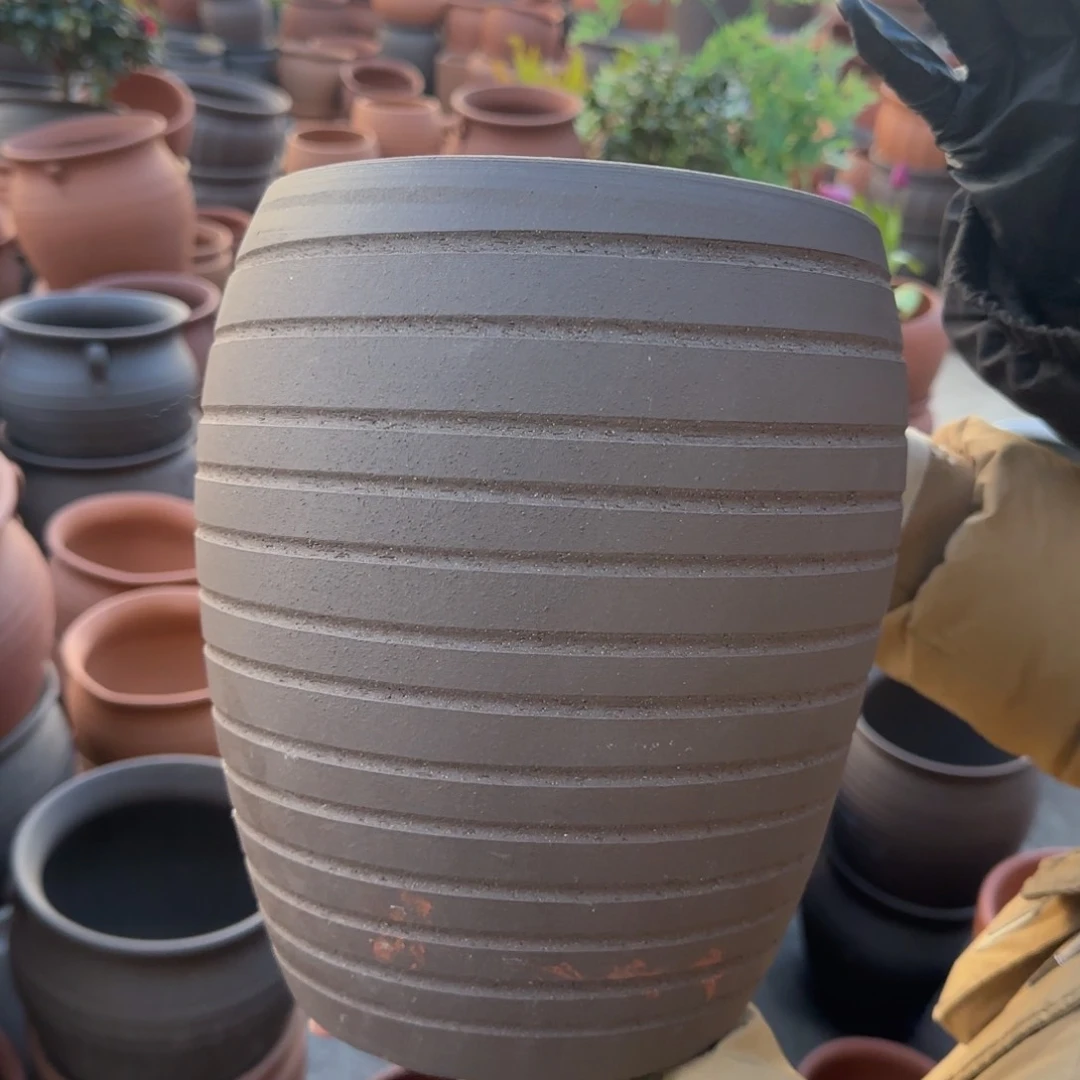 紫砂花盆口20高27宜兴紫砂瑕疵花泥