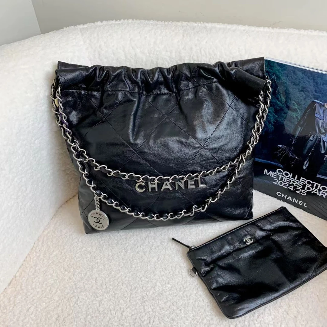 99新 Chanel/香奈儿 壹臻/25C黑银牛22bag小号 56948055