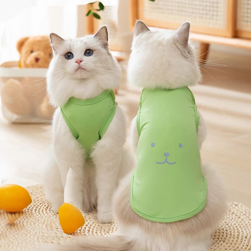 夏季糖果色卡通清凉透气猫咪背心小猫幼猫奶猫衣服宠物夏装薄款