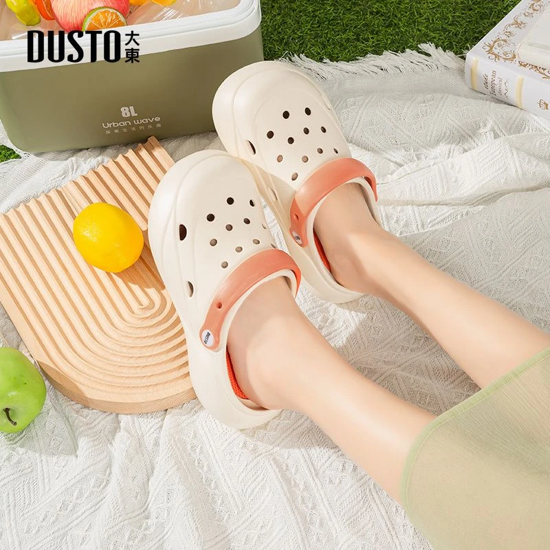 大东洞洞鞋女鞋2025年夏季爆款百搭外穿厚底增高透气轻便凉鞋8093