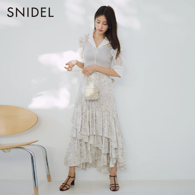 SNIDEL甜美淑女显瘦泡泡袖衬衫针织抹胸两件套SWFB231133