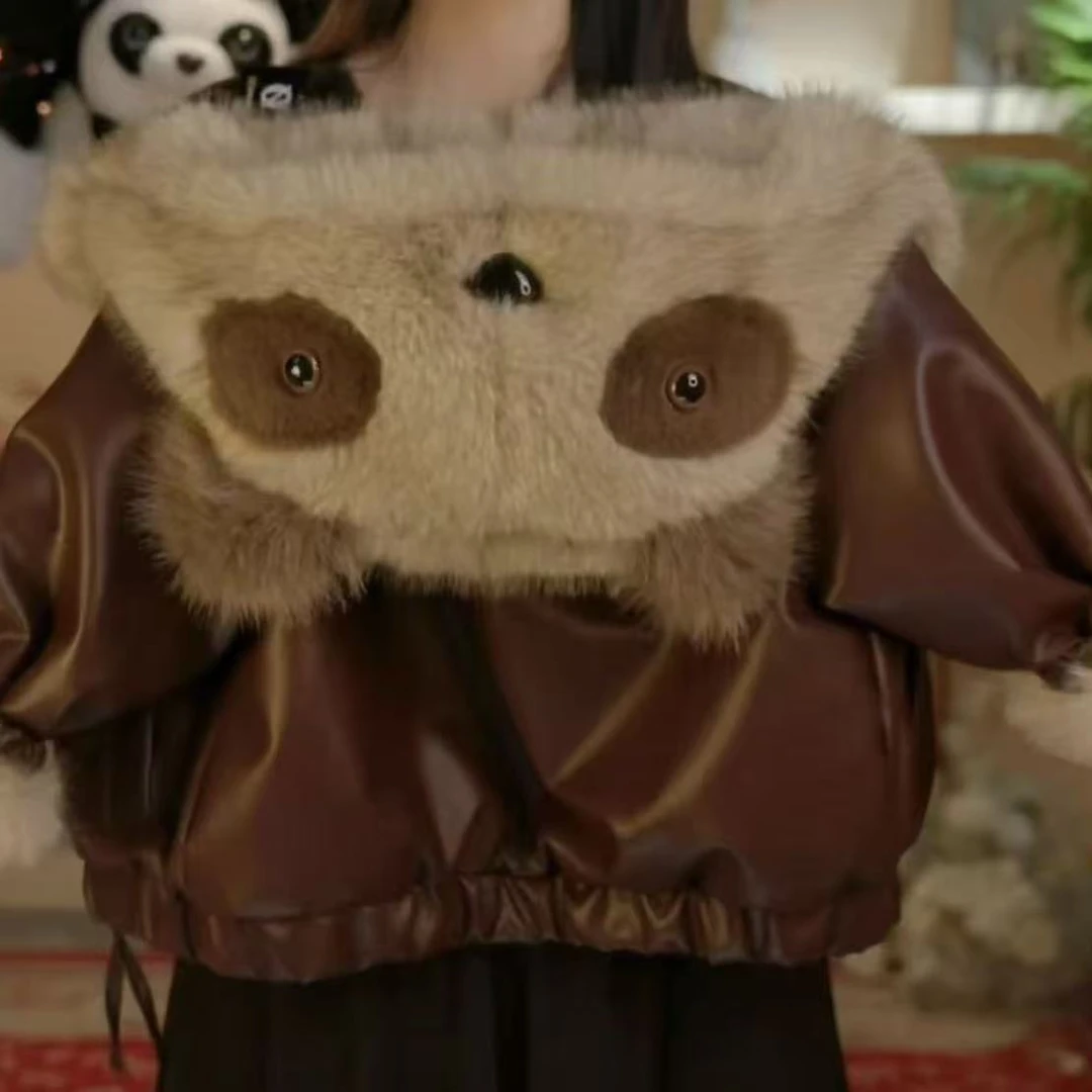 【小浣熊】兄妹款双面穿2025新款冬款女童洋气加厚兔毛皮衣外套