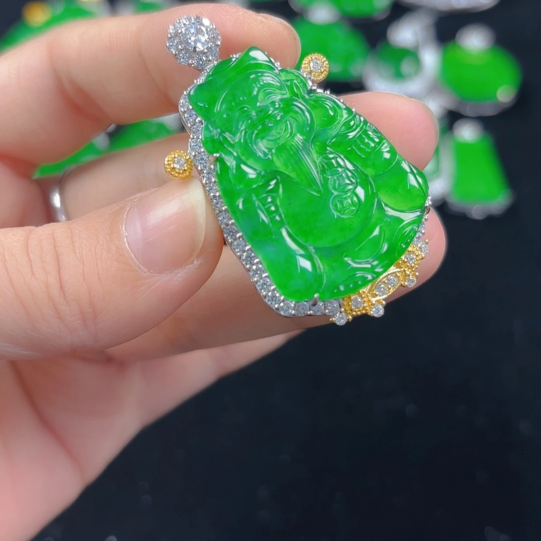 翡翠银S925镶嵌吊坠(不含链)