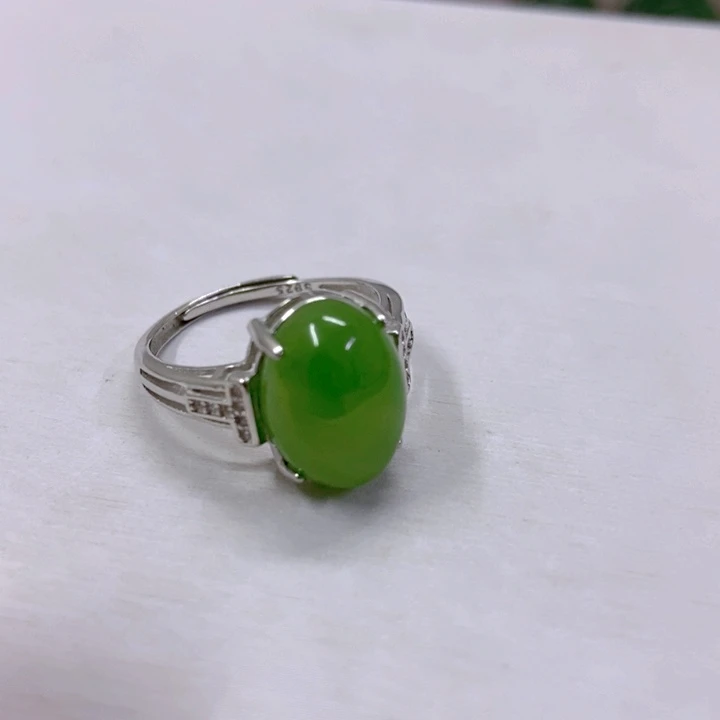 【闪购商品】和田玉（碧玉）戒指银S925镶嵌11