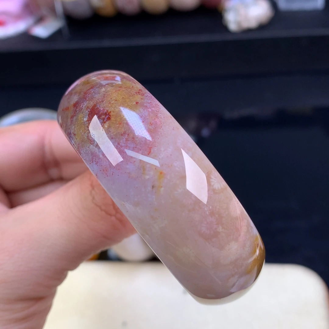 硅化珊瑚（珊瑚玉）未镶嵌颈饰78号52.9圈紫粉调