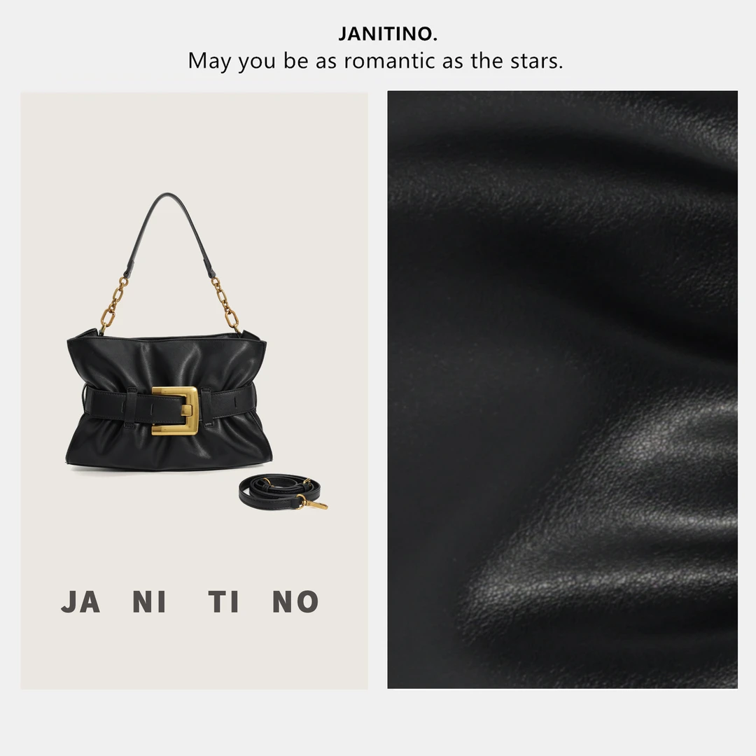 JANITINO/佳妮蒂诺新款轻奢时尚简约女士高级感单肩手提包4856黑