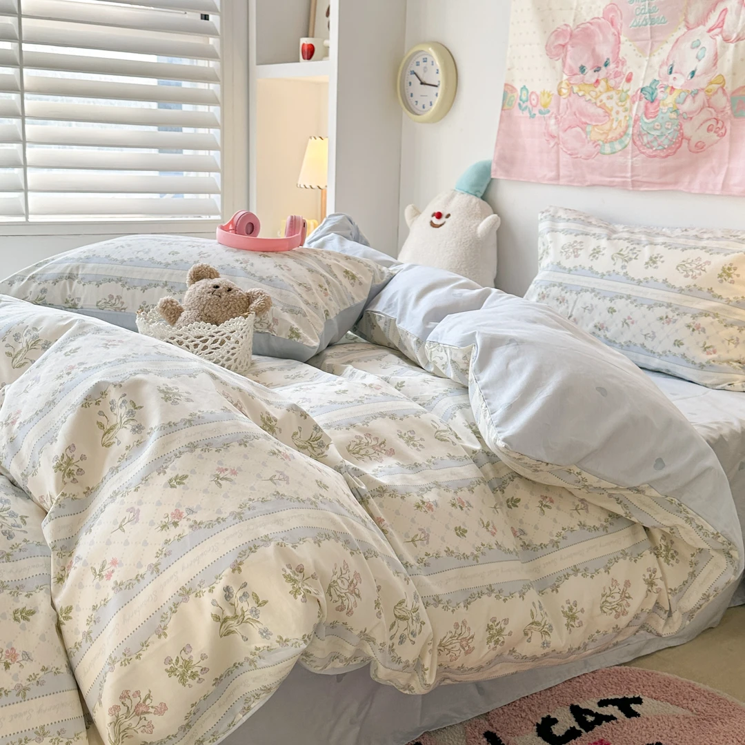 【石头妈专属】加厚四季纯棉全棉床单床上套件四件套清新可爱床品