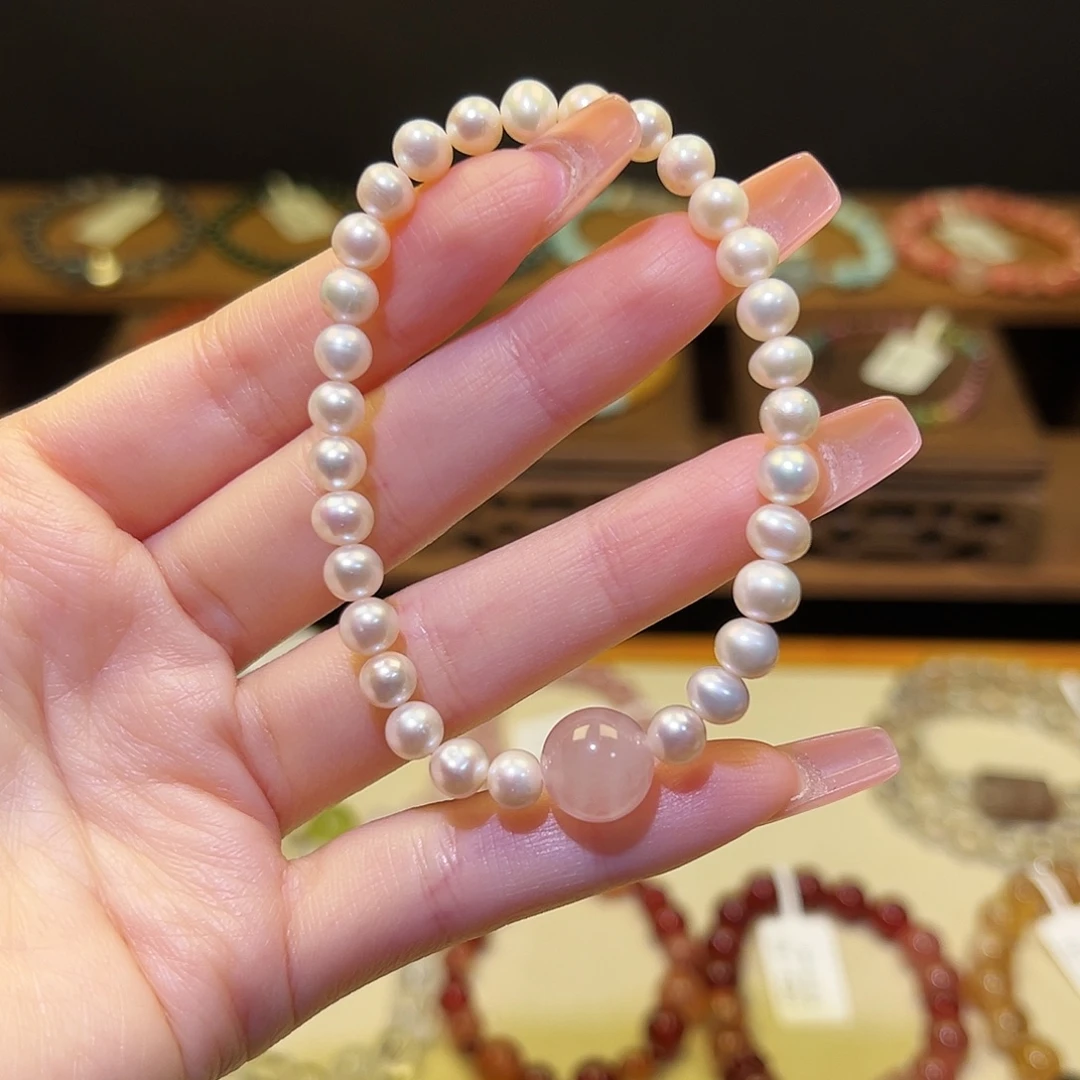 手串银S925镀金镶嵌水晶珍珠80241