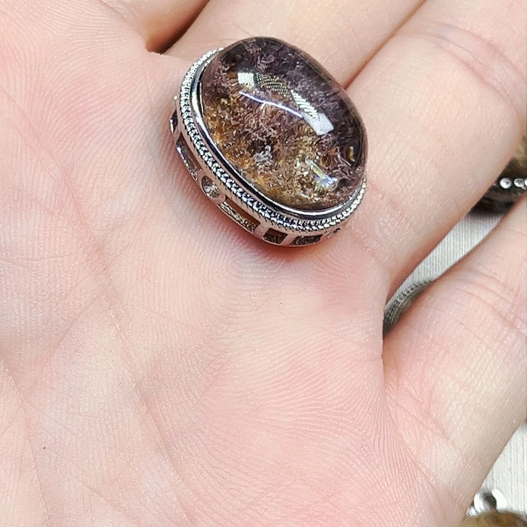 水晶戒指银S800镀金镶嵌月****✨