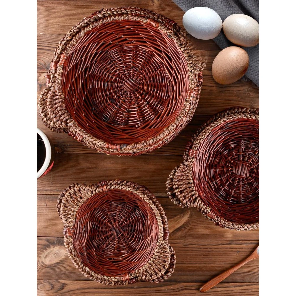 砂锅底座托盘商用饭店圆形煲仔饭防糊防专用藤编篮子砂锅隔热