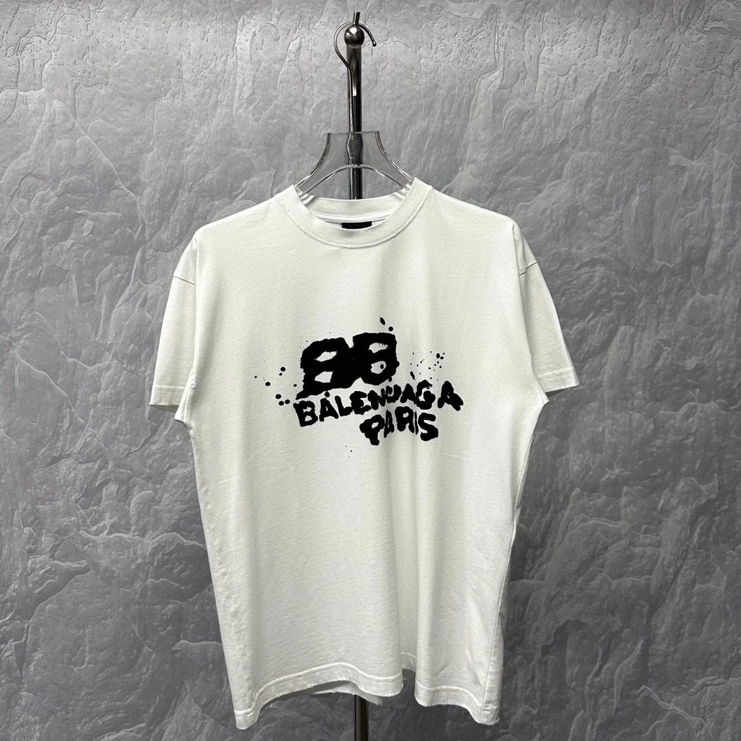 未使用 Balenciaga/巴黎世家 2B印花字母短袖 S码 D17832