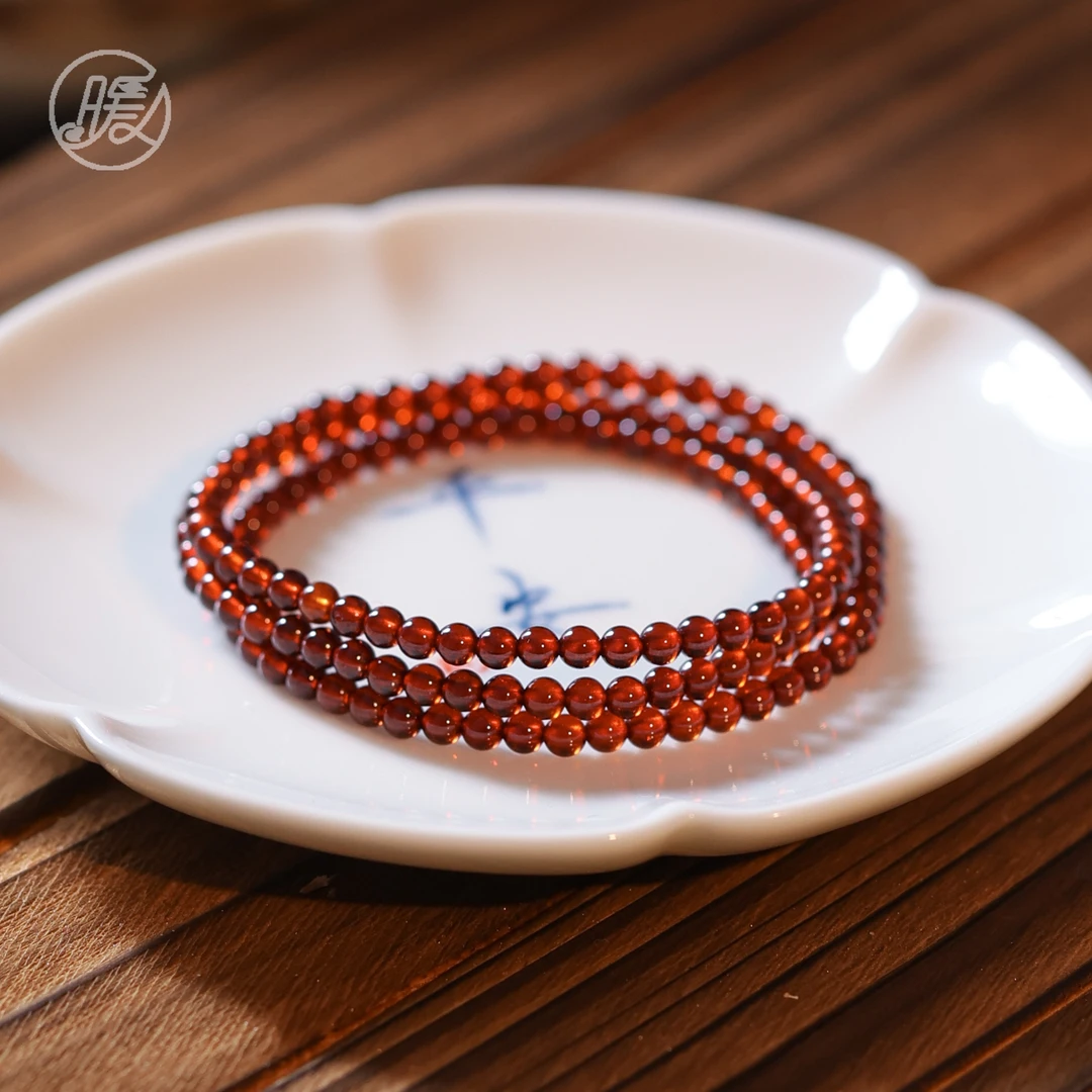 三圈石榴石手串3mm素圈手链D2032多样性发一