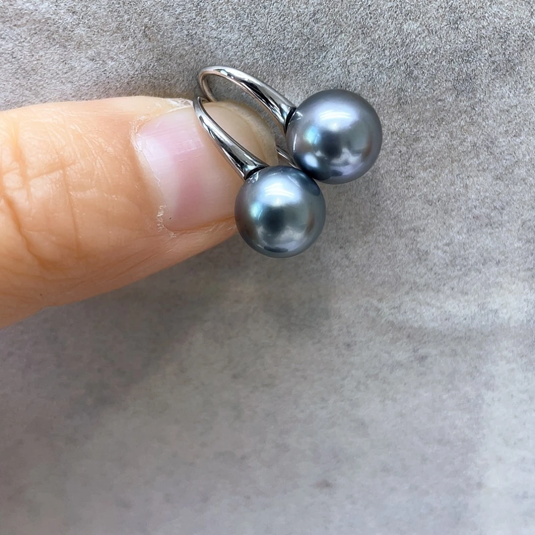 海水珍珠耳饰银S925镶嵌