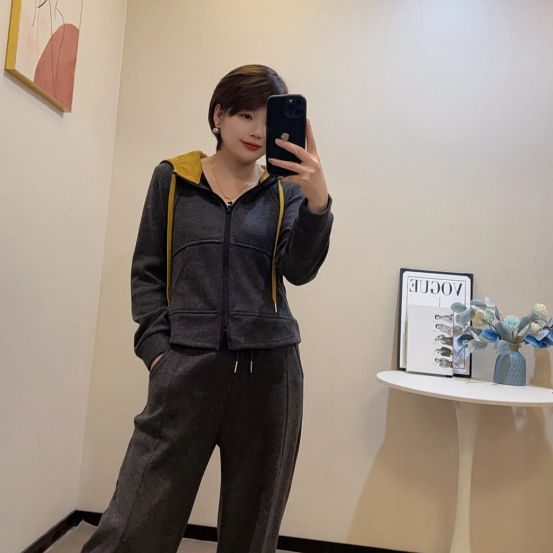 秋冬新款韩系连帽休闲运动套装557