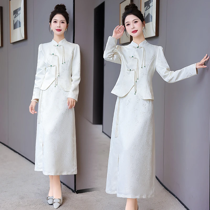 新中式风改良旗袍套装女2025春秋新款高级感气质盘扣两件套秋季