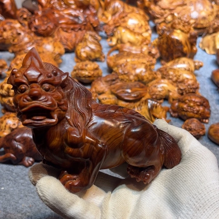 、***柔柏木貔貅摆件摆件