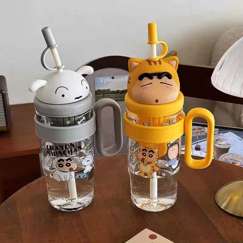 蜡笔小新可爱情侣吸管便携茶隔款带茶隔大容量水杯