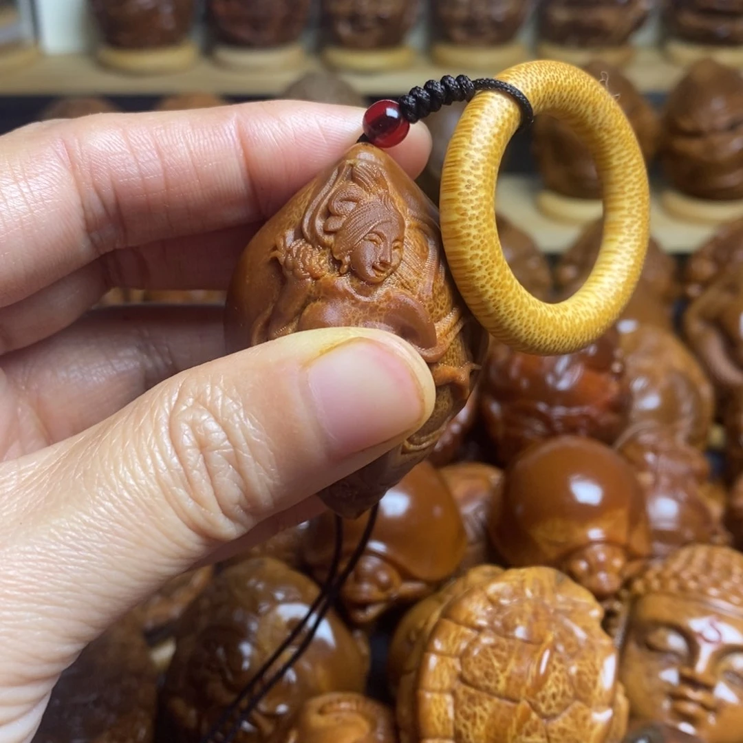 【闪购商品】核桃木/黑胡桃（胡桃木）思***?橄榄核雕工艺