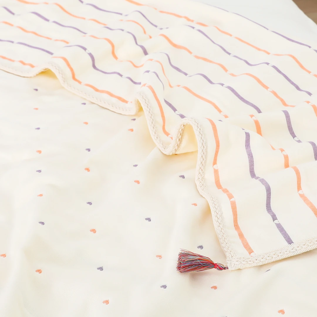 TuLa（高颜值流苏六层被）缩水率8%-10%双人单人纯棉小清新床盖毯子