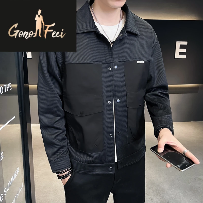 格诺菲驰春装新款廓形短款工装夹克男士休闲春秋款新款青