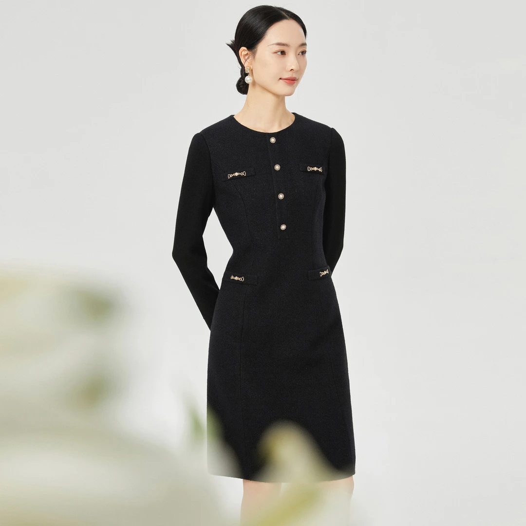 【岚岚专属】【金属质感】秋冬款绵羊轻奢宴会通勤收腰连衣裙女针织裙