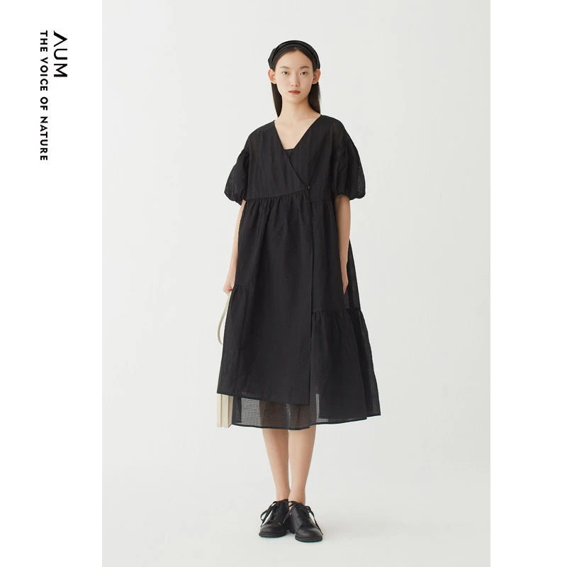 【羊羊专享】AUM/噢姆气质时尚夏季宽松收腰连衣裙M1CX28386